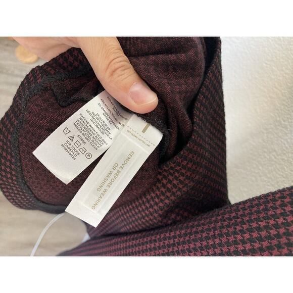 NWOT LOFT Houndtooth Mini Dress size 14 red and black ruffle neck holiday - Picture 6 of 7